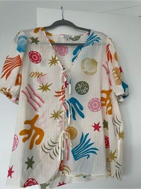 Rose & Olive Nautical Tie-Front Blouse